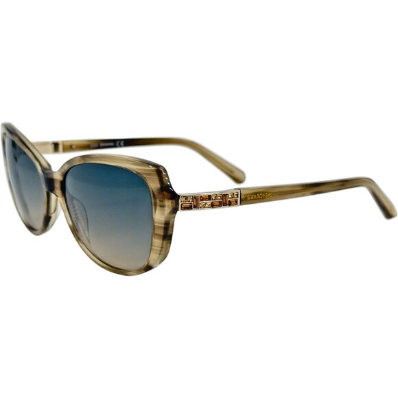 Swarovski SK0124 Womens Plastic Sunglass 57B Shiny Beige 56-16 Gradient Smoke - Picture 1 of 5